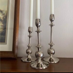 Elegant Silver Candle Holders Set